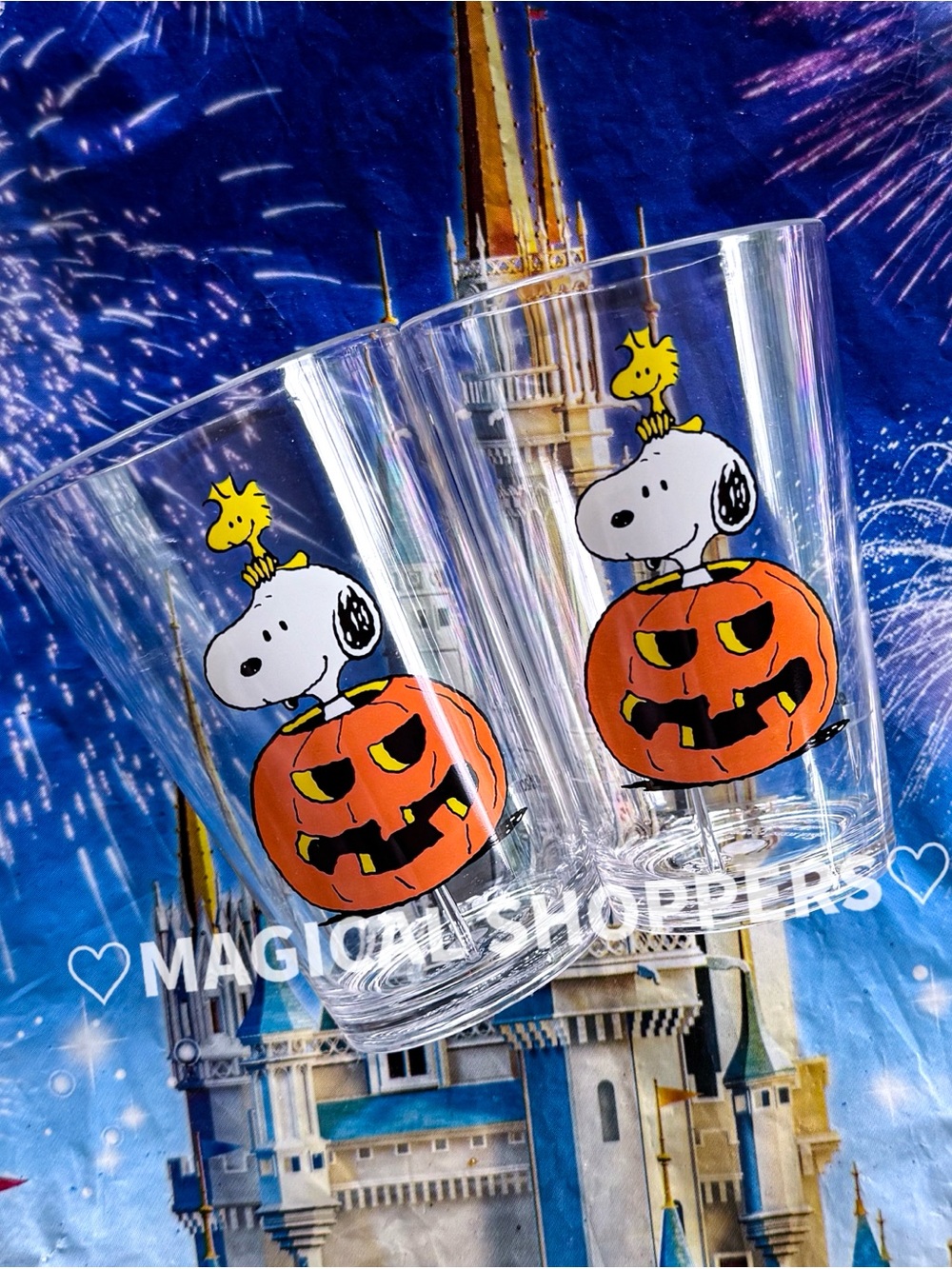 Pottery Barn Kids Halloween Snoopy Peanuts Pumpkin Jack-O-Lantern Cup (Set Of 2)